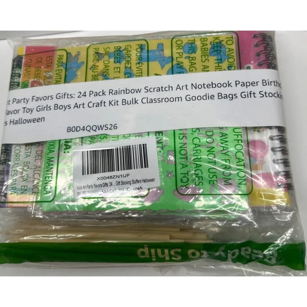 Kids Party Favors Arts Craft Theme Rainbow Scratch Birthday Goodie Bags Makes 24
